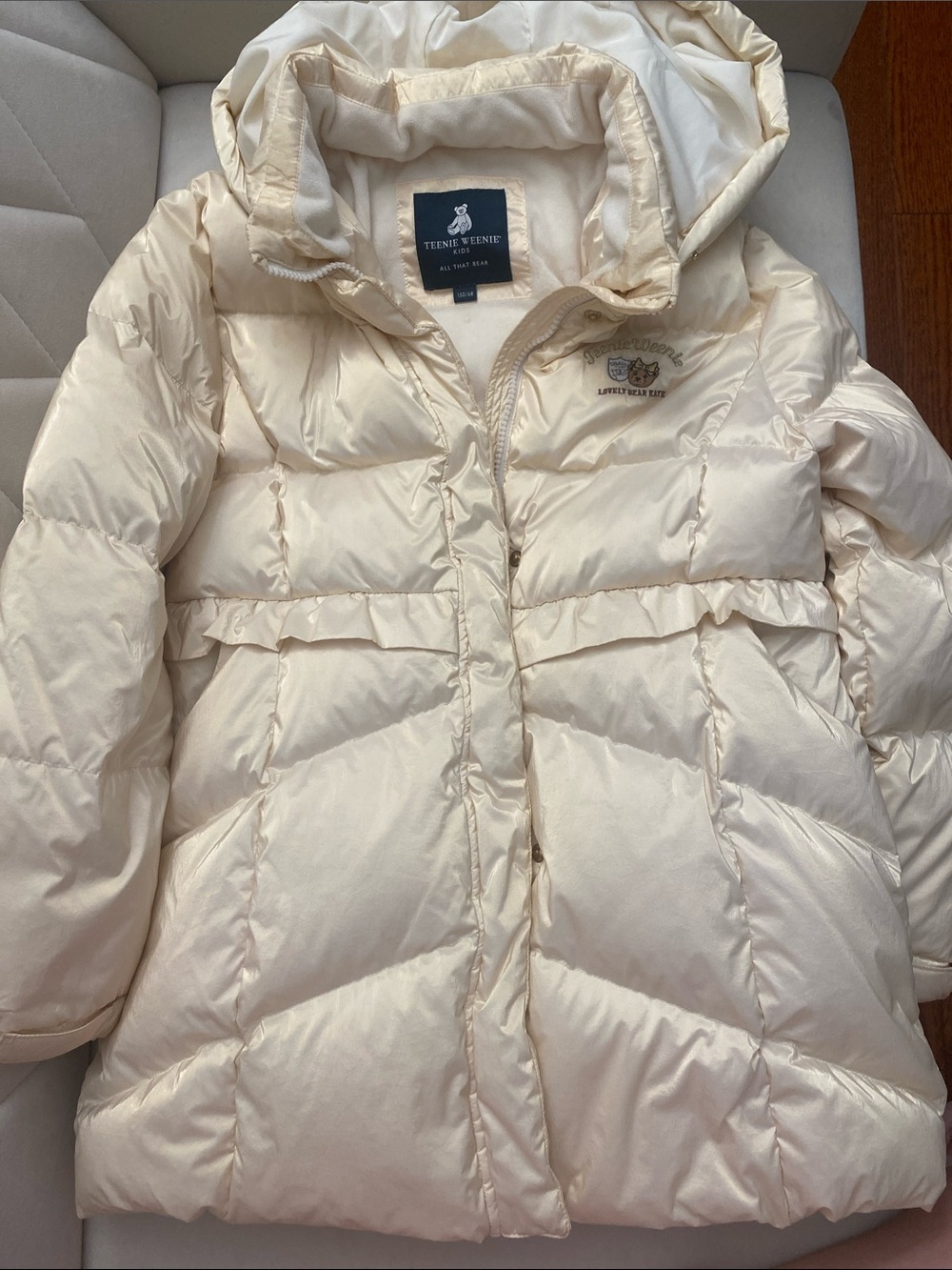 Teenie Weenie Cream Hooded Puffer Down Jacket